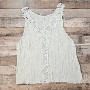 Shein Curve Women's 4XL White Crochet Flower Lace Tank Top Spring Boho Feminine